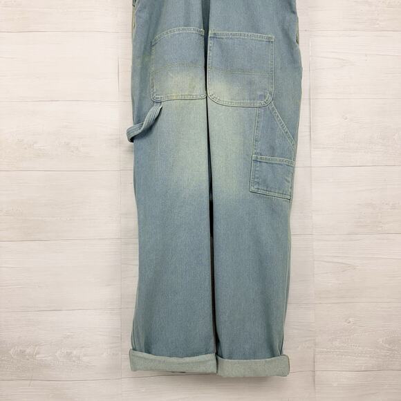 Monthorigin Loose Fit Baggy Distressed Denim Drop Crotch Overalls Size L Slouchy - Picture 8 of 14